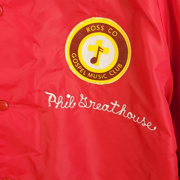 Vtg Pla Jac Ross County Gospel Music Club Snap Front Jacket Men's 44L-46 Red - Picture 3 of 16